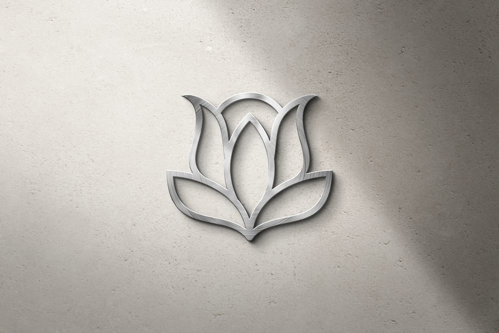 Brushed Metal Logo Mockup with Shadow Effect
