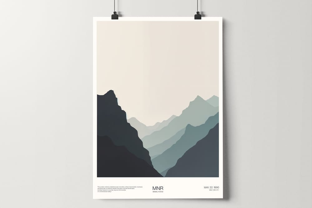 Minimal Hanging Poster Mockup on Dark Background