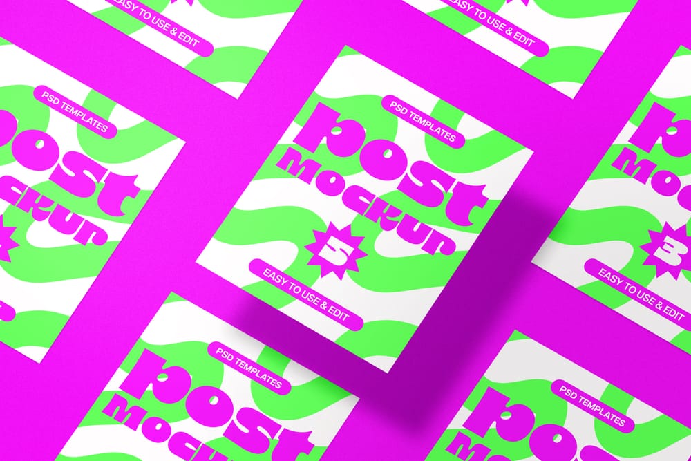 Portrait Instagram Post Mockup on Purple Background