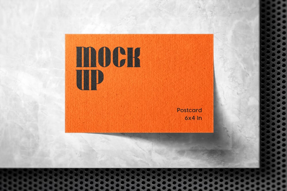 Realistic Orange Postcard Mockup