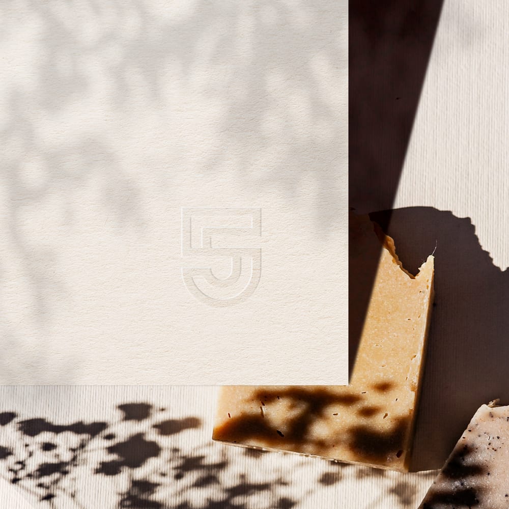 Square Logo Mockup With Leaf Shadow