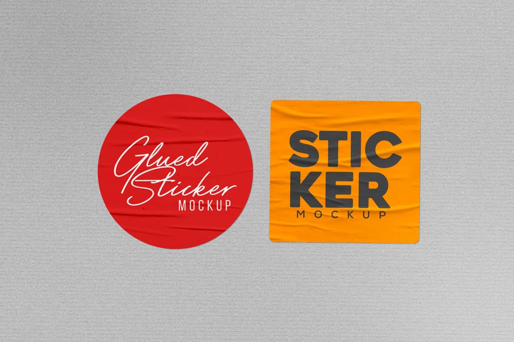 Red and Orange Glued Sticker Mockup