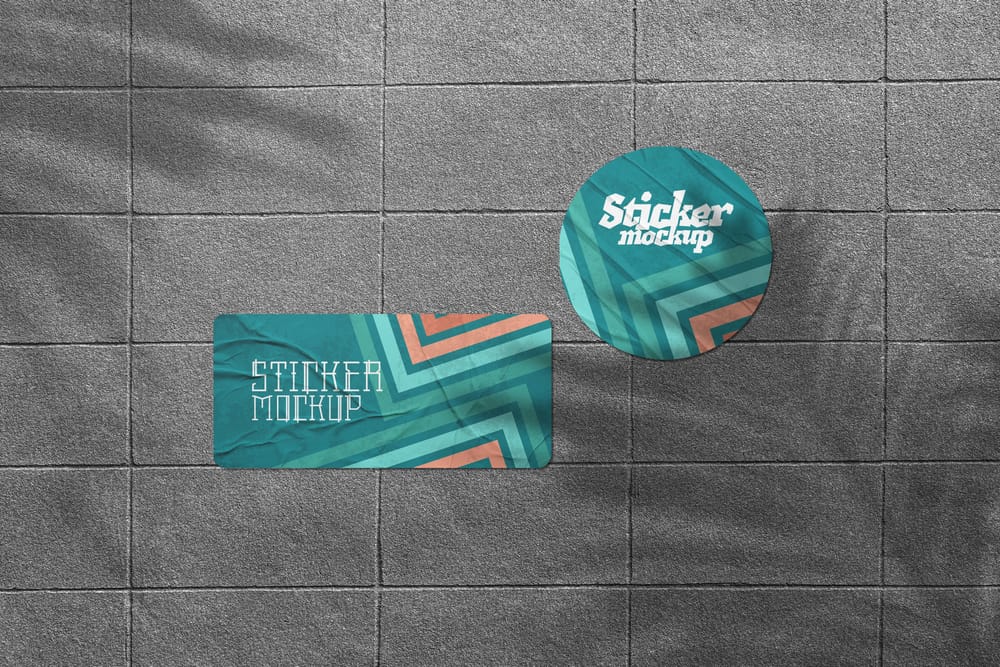 Sticker Mockups With Shadow Leaf
