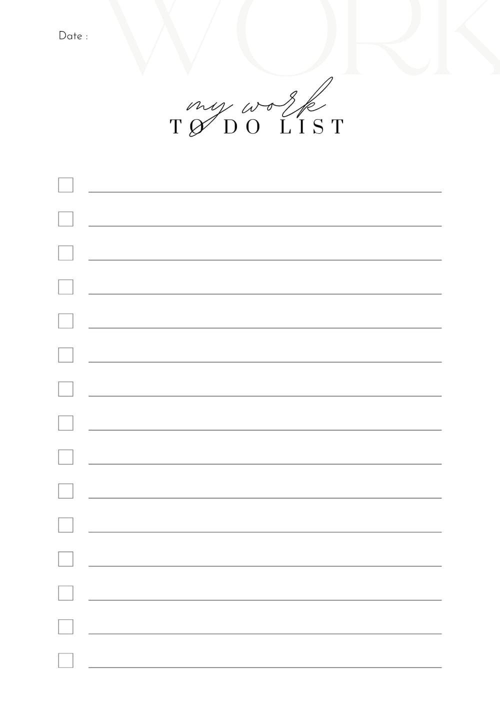 Classic Work To Do List