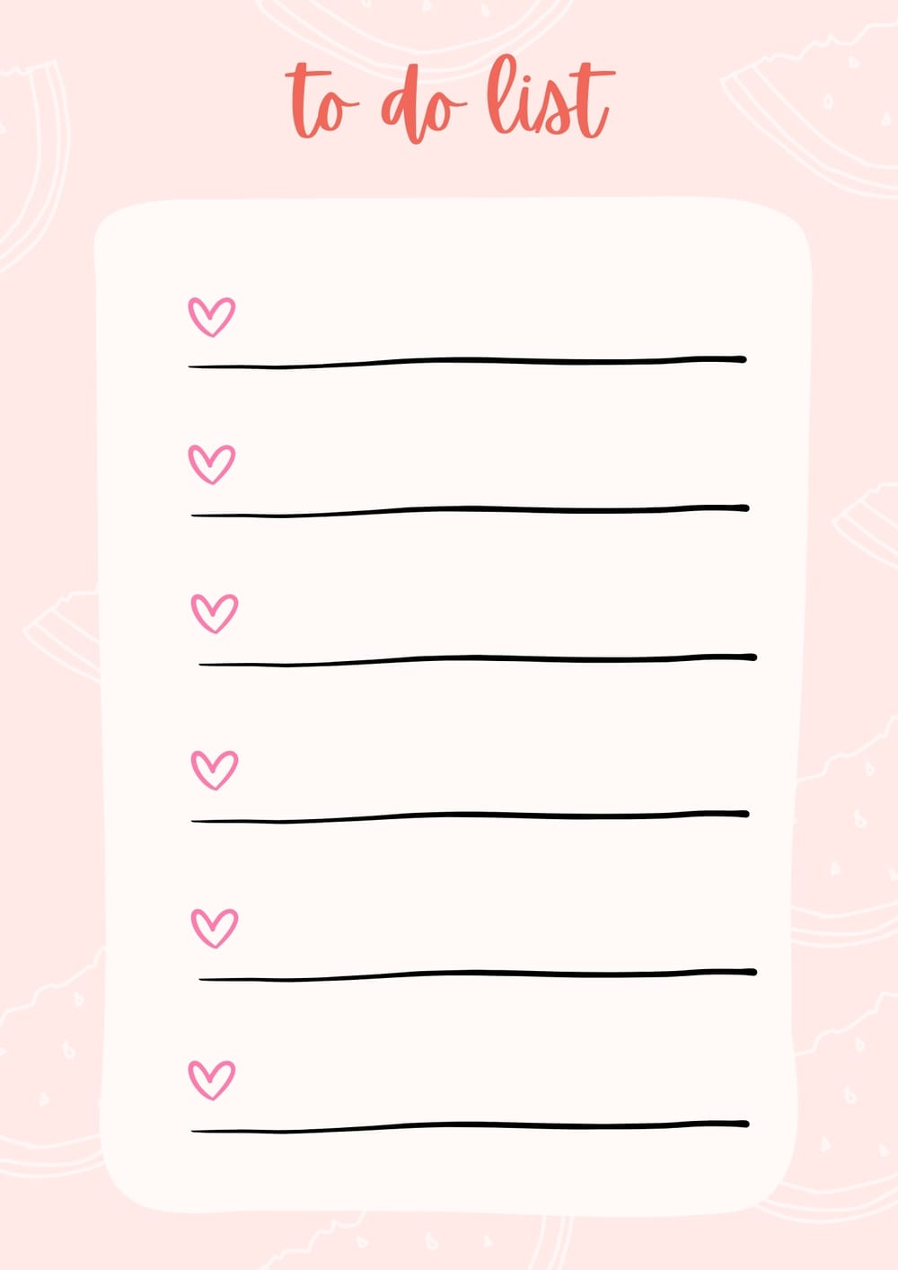 Cute Pink Heart To Do List