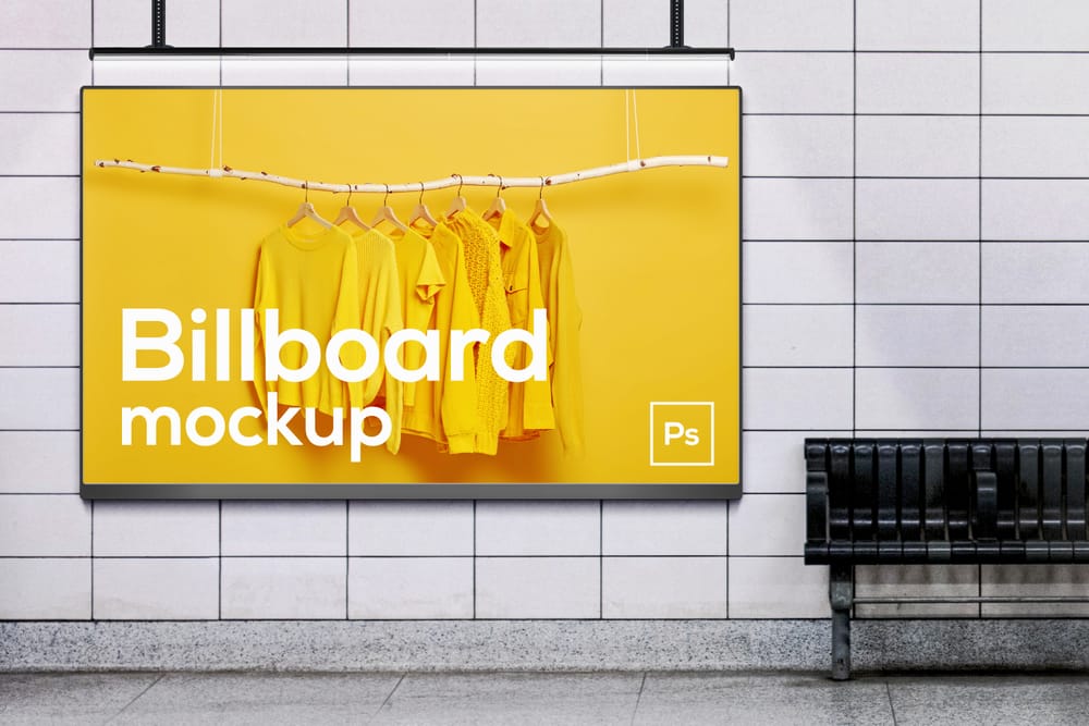Underground Yellow Billboard Mockup