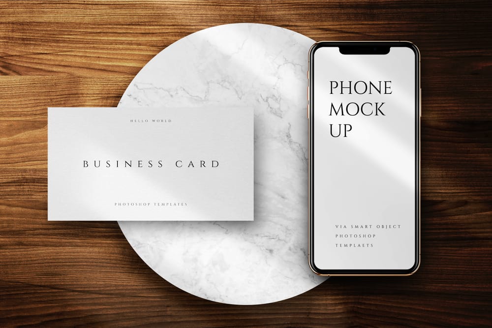 iPhone X and Business Card Mockup