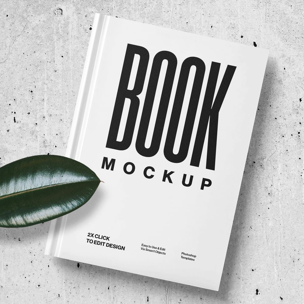Book Mockup With Leaf