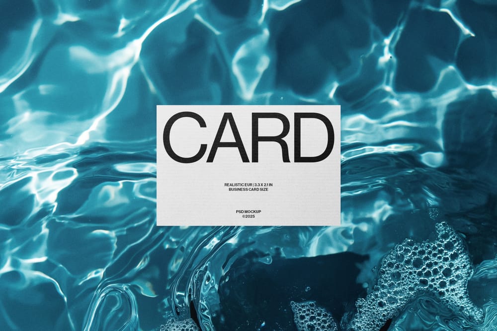 Business Card Mockup Floats in Sea