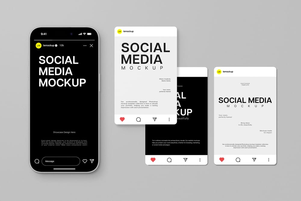 Monochrome Social Media Mockup