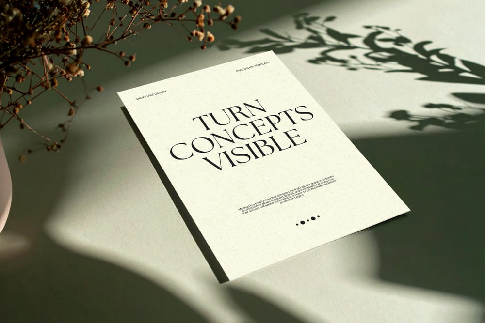 Paper Mockup with Leaf