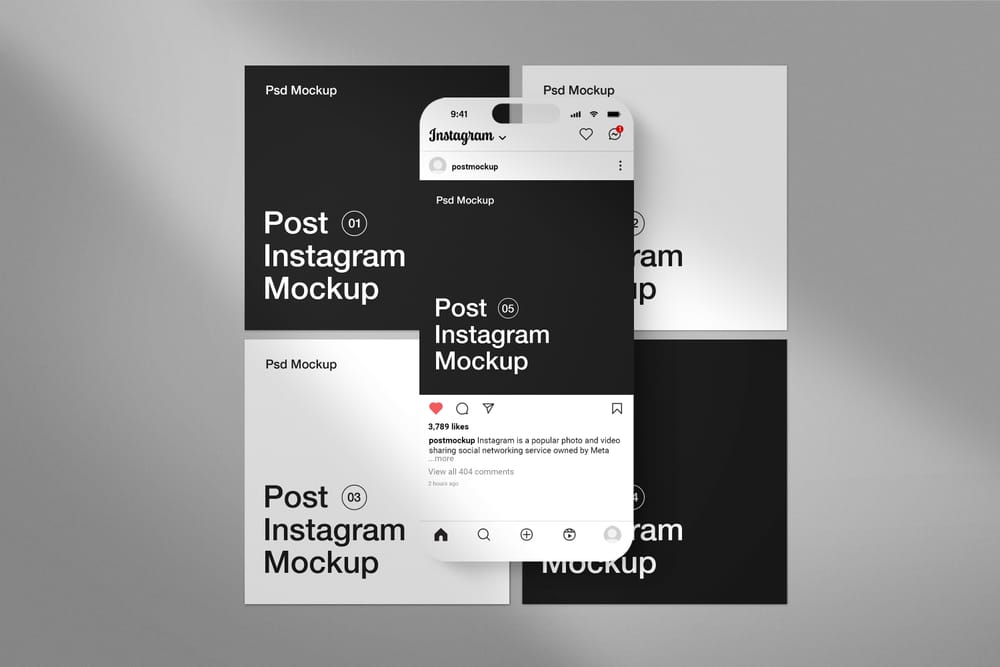 Realistic Instagram Post Mockup Set
