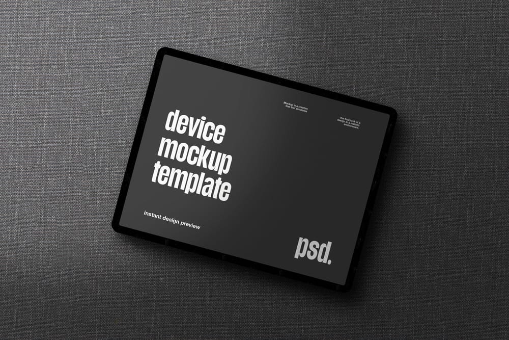 Tablet Device Mockup on Fabric Background