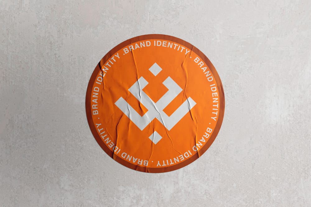 Rounded Sticker Mockup Wall Texture Background