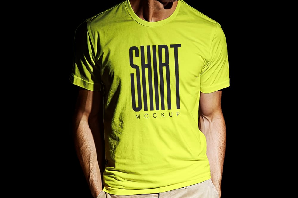 Yellow Men T-Shirt Mockup