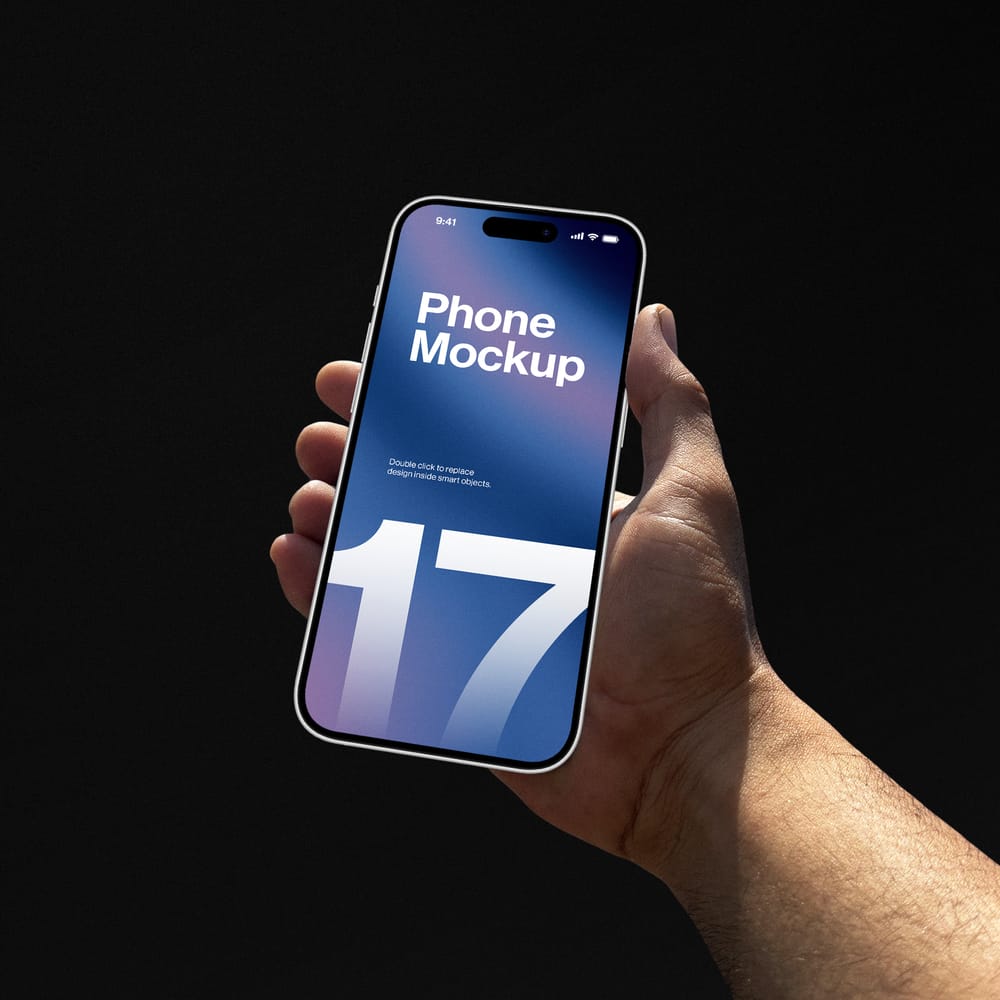 Hand Holding iPhone 17 Mockup
