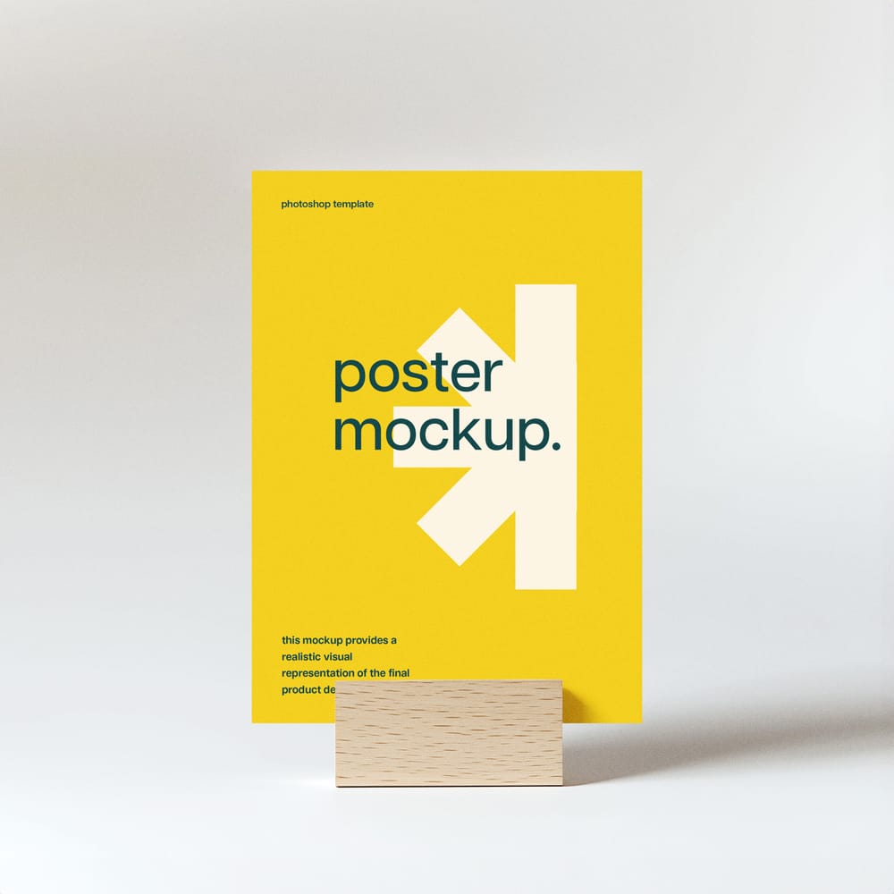 A5 Poster Mockup on Wood Holder