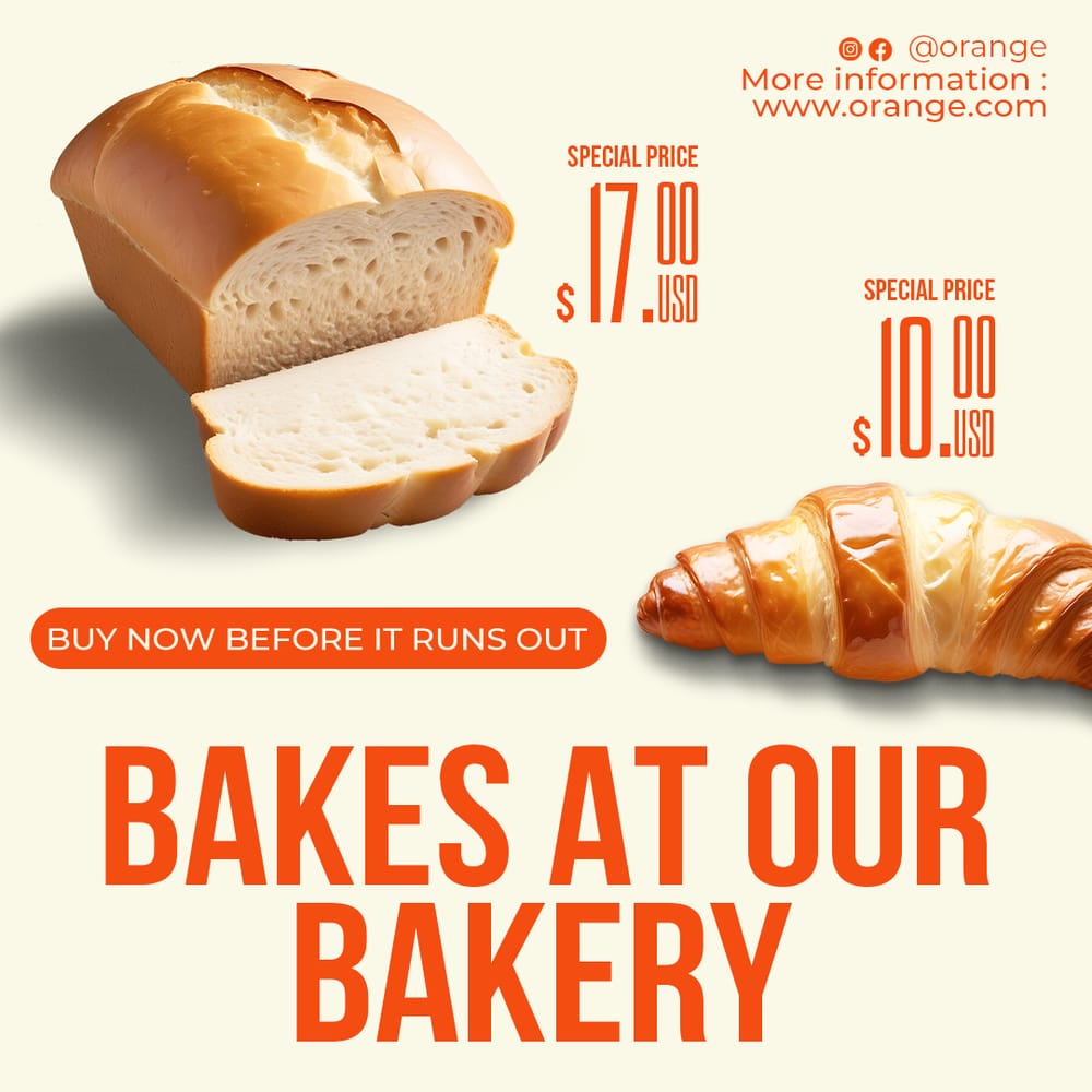 Bakes At Our Bakery Orange Instagram Post