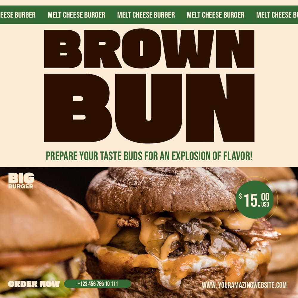 Brown Bun Big Burger Instagram Post