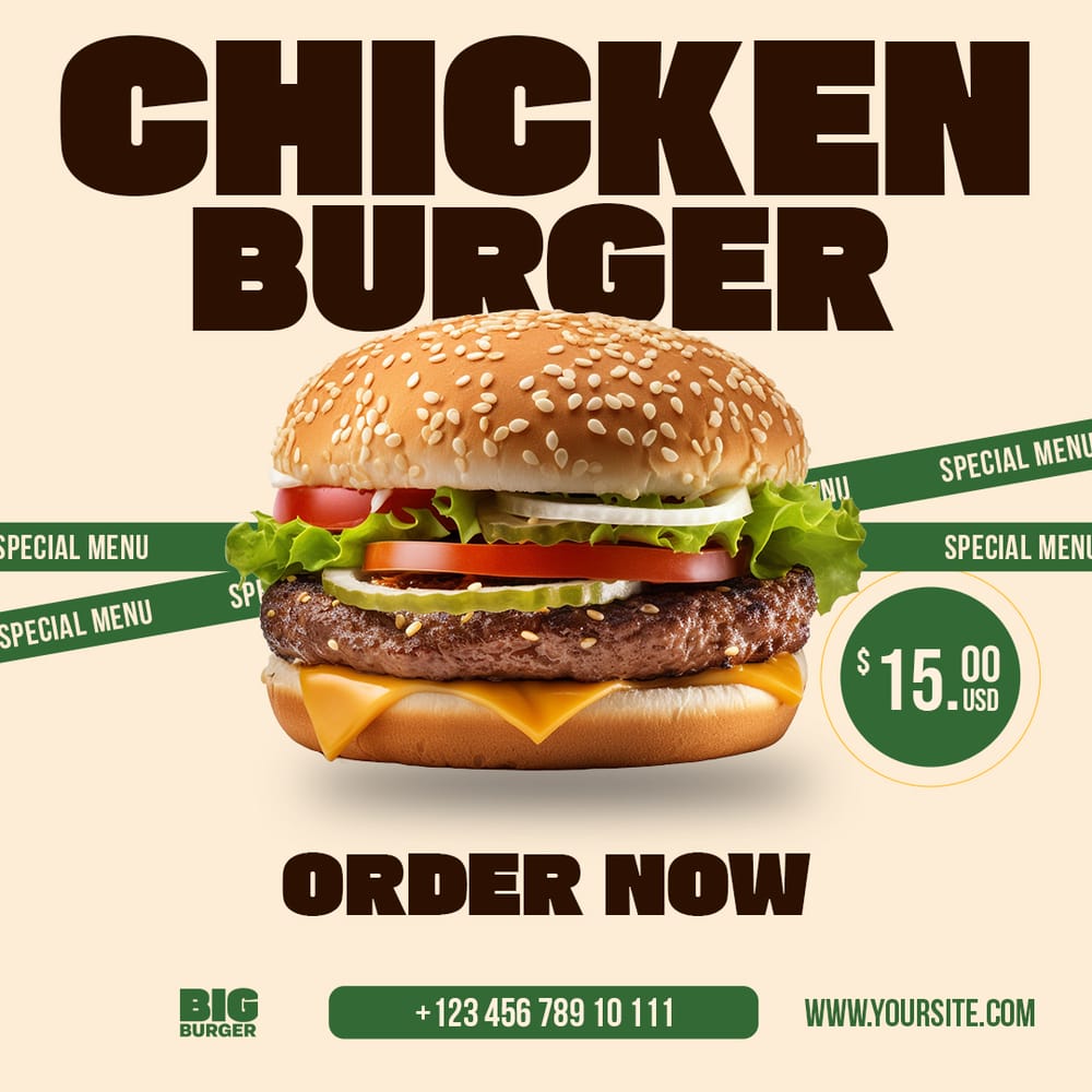 Chicken Burger Big Burger Instagram Post