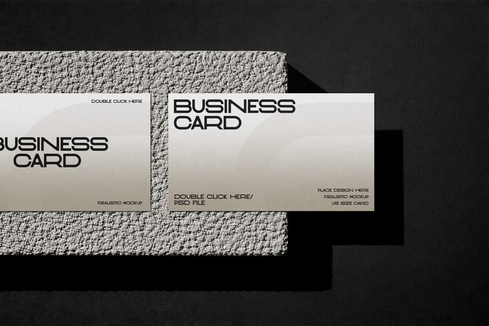 Concrete Block Business Card Mockup