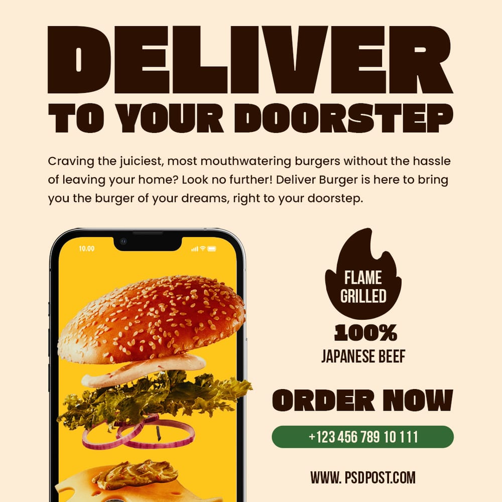 Deliver To Your Doorstep Big Burger Instagram Post