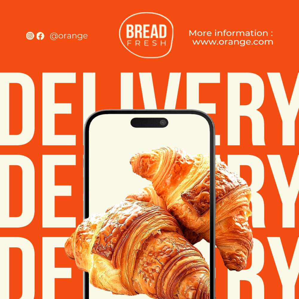 Delivery Croissant Orange Instagram Post