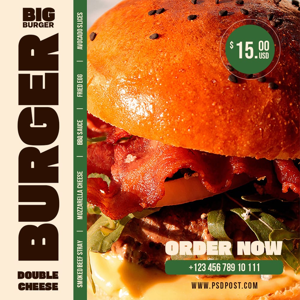 Double Cheese Burger Big Burger Instagram Post