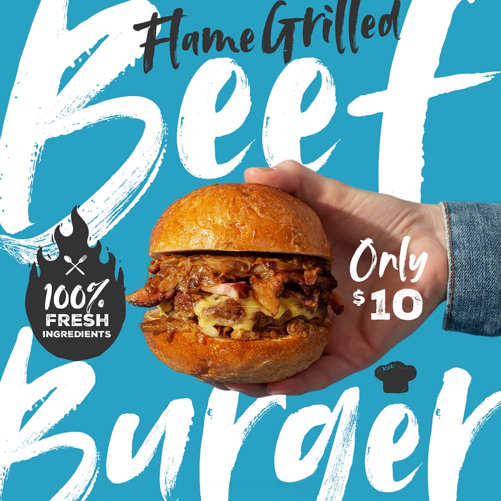 Flame Grilled Beef Burger Instagram Post