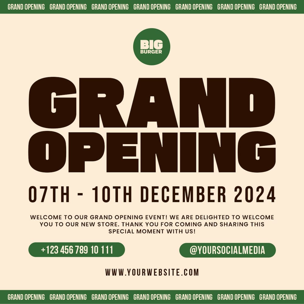 Grand Opening Big Burger Instagram Post