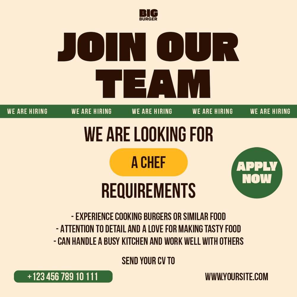 Join Our Team Big Burger Instagram Post