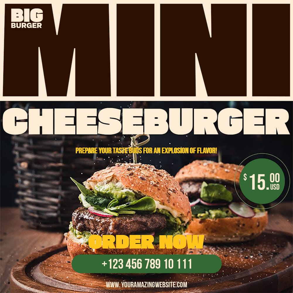 Mini Cheeseburger Prepare Your Taste Big Burger Instagram Post