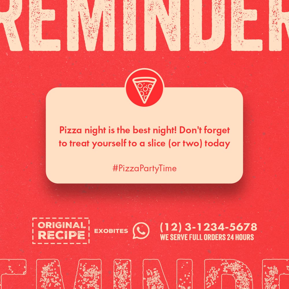 Reminder Pizza Party Exobites Instagram Post