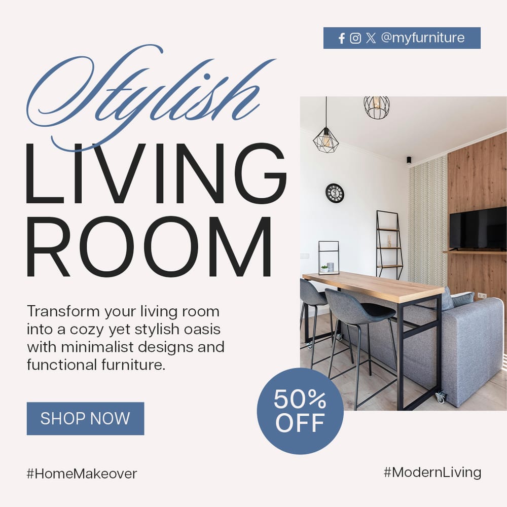 Stylish Living Room Furniture Harmony Instagram Post