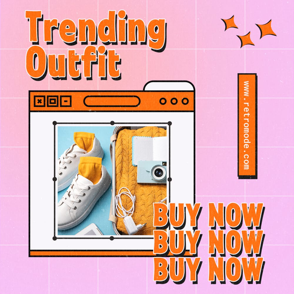 Trending Outfit Buy Now Gradient Retro Instagram Post
