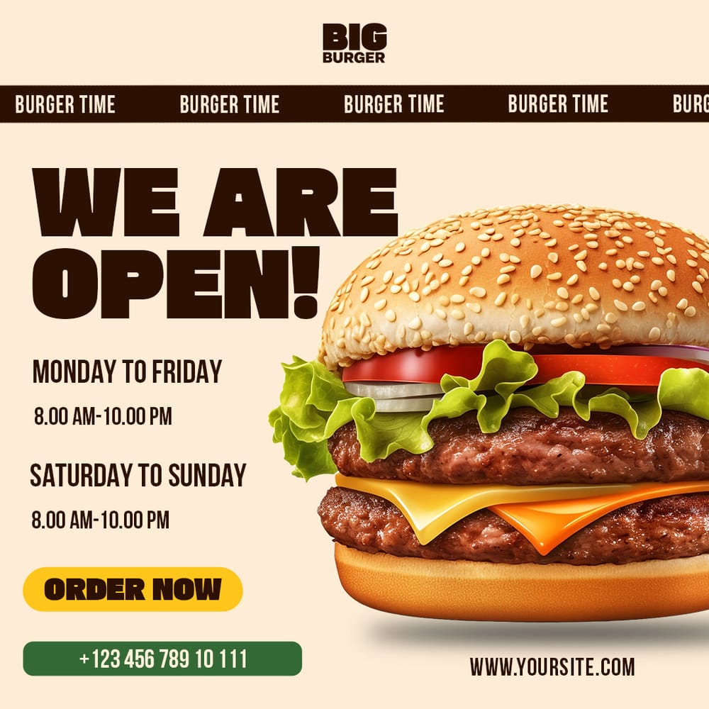 We Are Open Big Burger Instagram Post