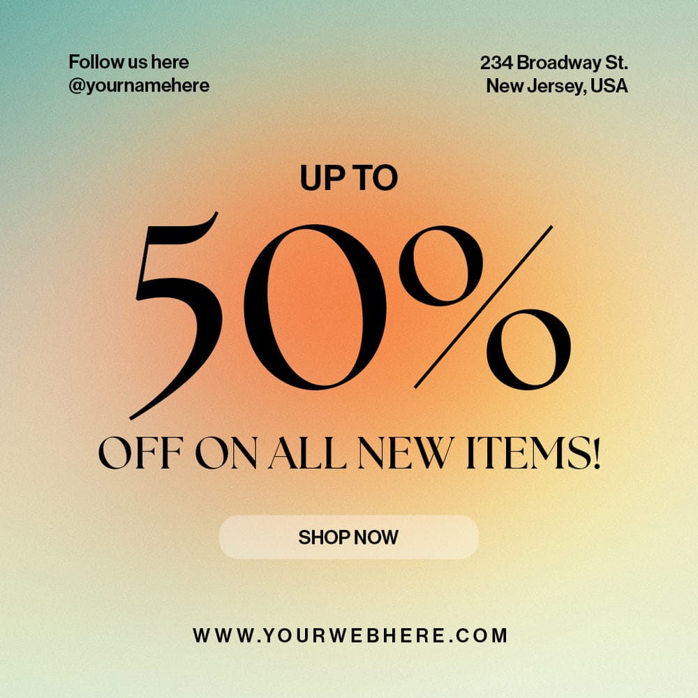 Discount On All Items Sale Gradient Instagram Post