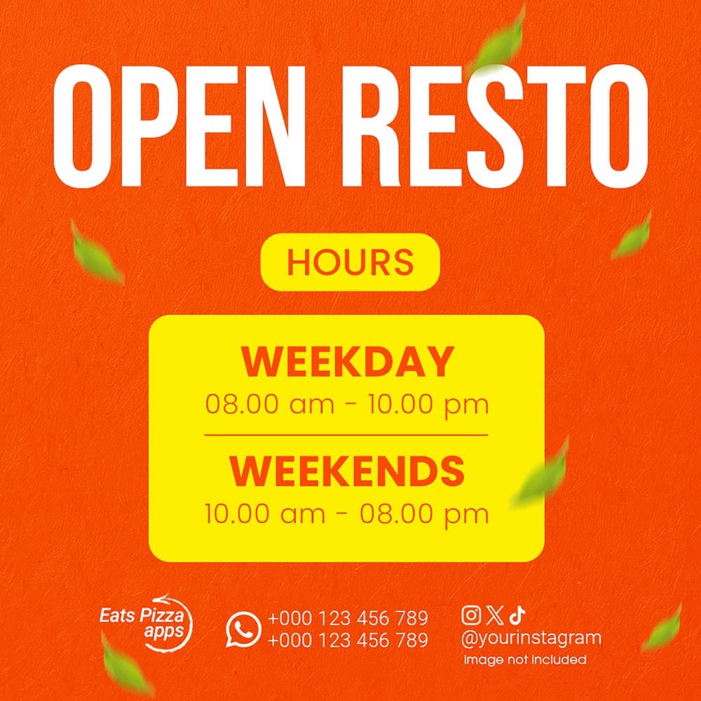 Schedule Open Resto Instagram Post Templates