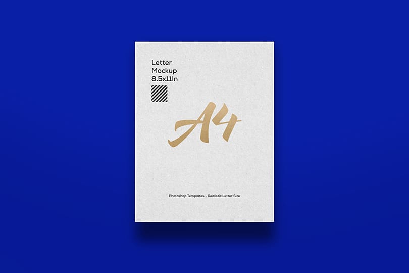 A4 Letter Paper Mockup with Blue Background