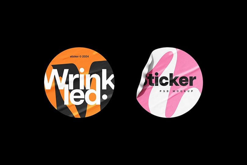Branding Wrinkled Sticker Mockup