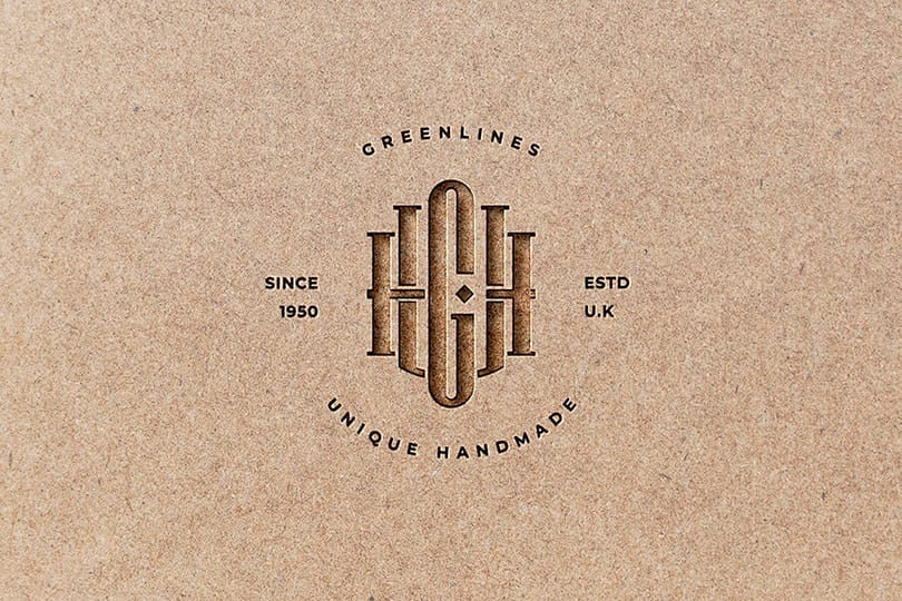 Debossed Monogram Paper Logo Mockup