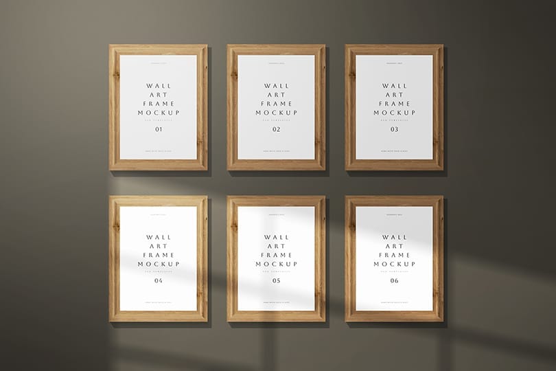 Frame Mockup Grid Layout on Shadowed Backgound