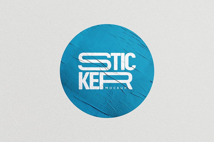 Glued Blue Sticker Mockup