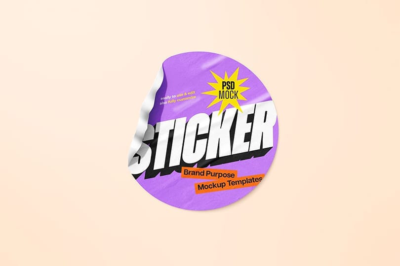 Glued Brand Sticker Mockup