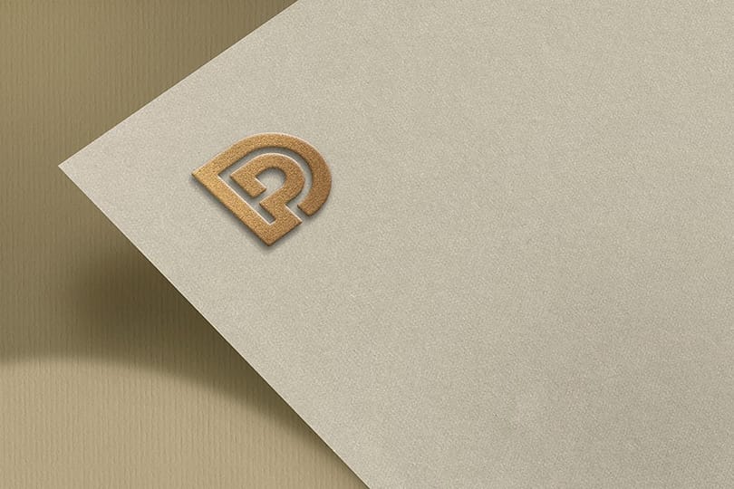 Gold Embossed D Paper Logo Mockup