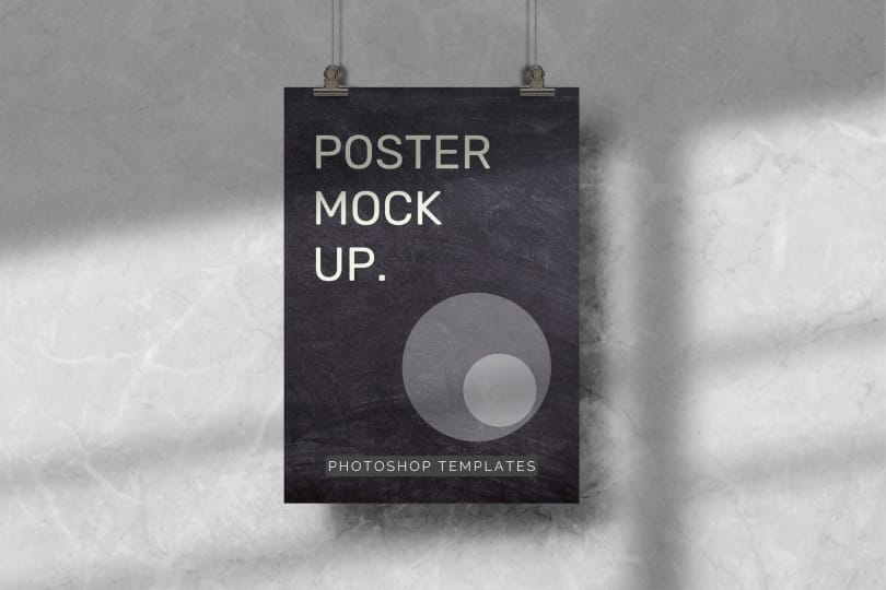 Hanging Poster Mockup With Shadow