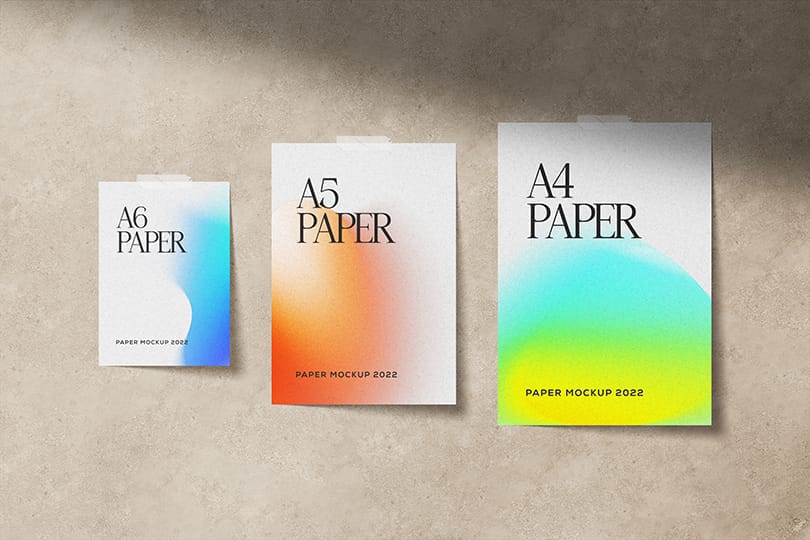 Size Set of Gradient Paper Mockup