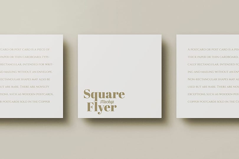 Three Square Flyer Postcard Mockup