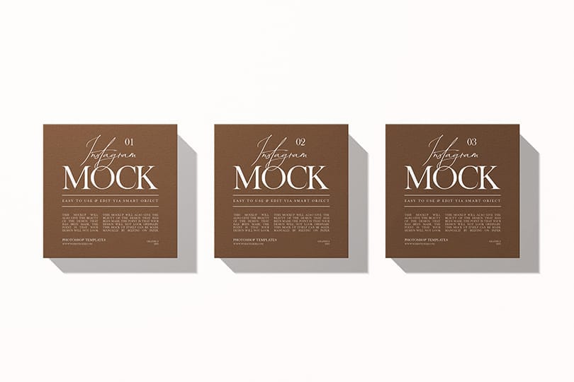 Three Square Mockup Side by Side With White Background