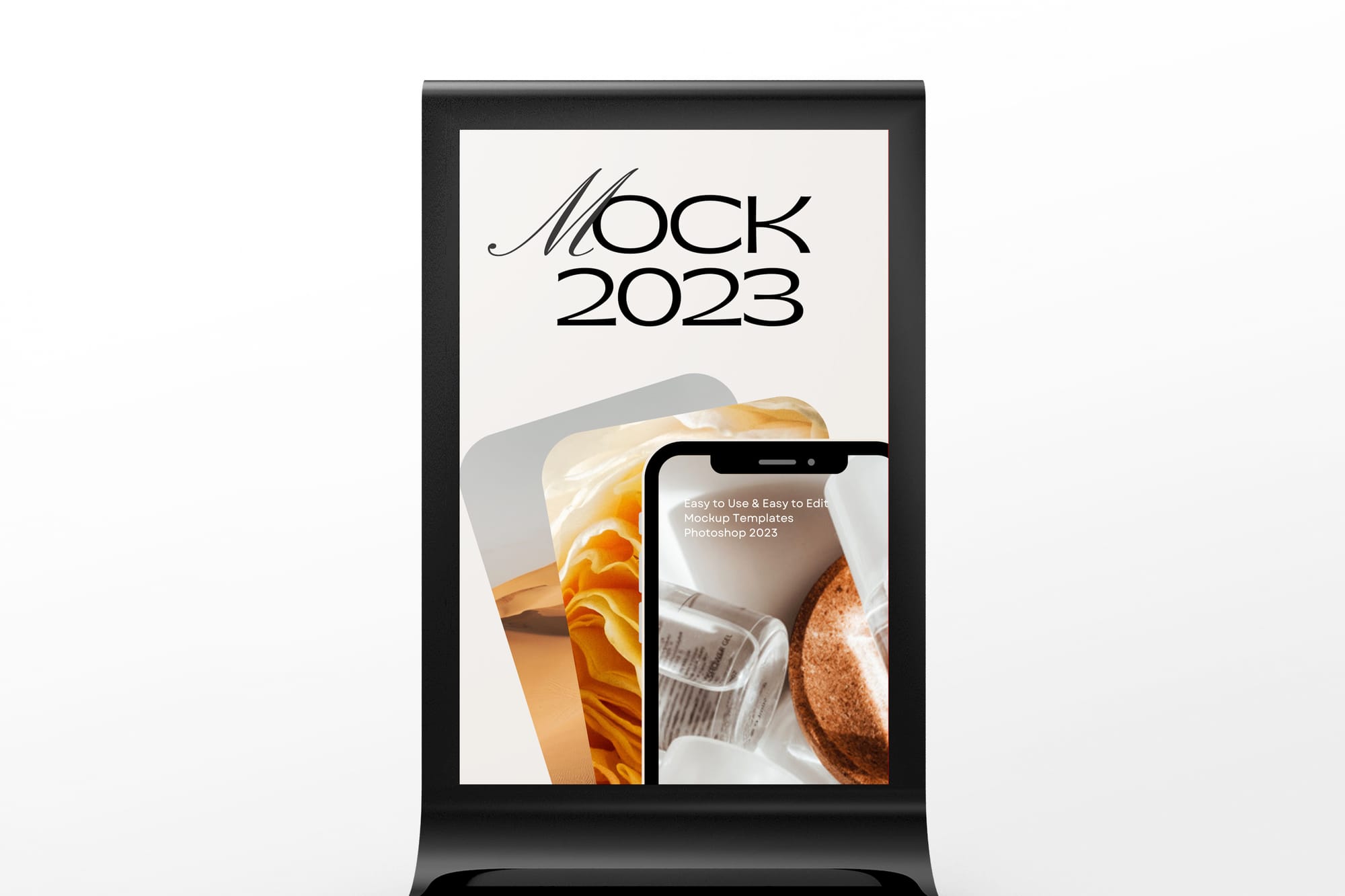 Black Glossy Billboard Mockup Close-Up View
